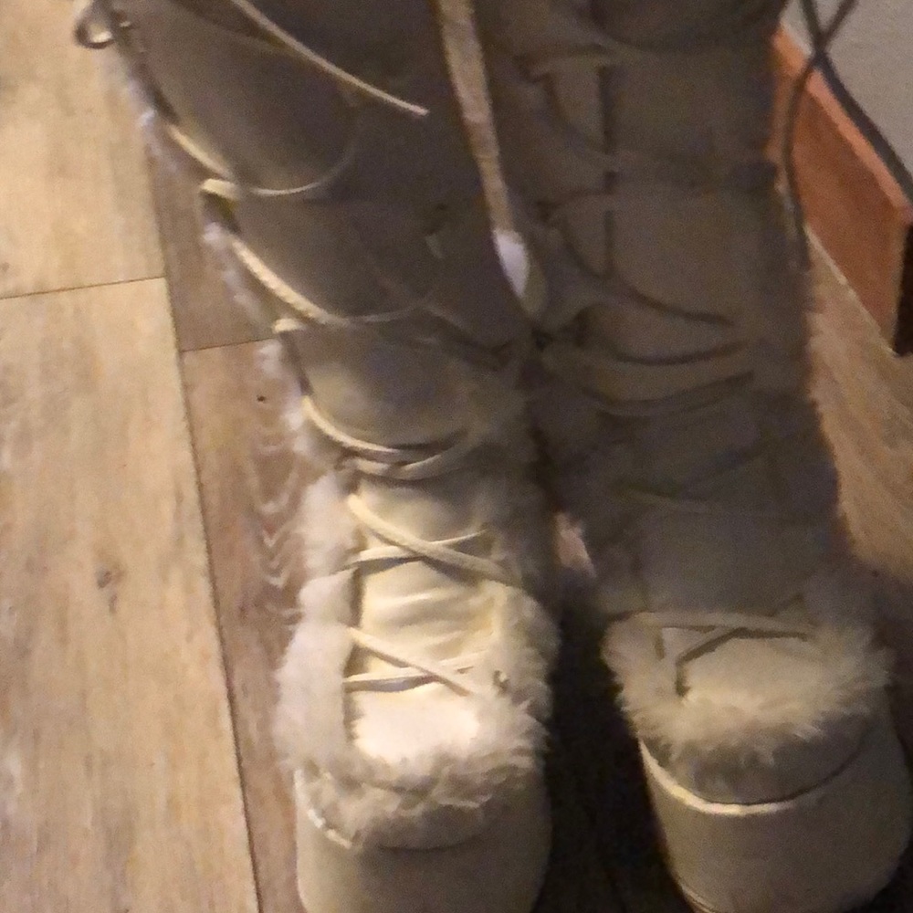 White demonia platform boots